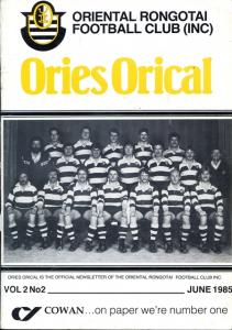 Front cover of Ories Orical Newsletter Vol 2 No 2 by Oriental Rongotai Football Club