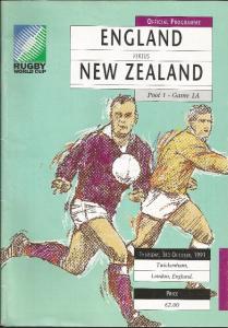 Front cover of 1991 World Cup Rugby programme: England vs New Zealand