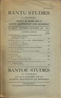 Front Cover of  Bantu Studies September 1937, Vol XI no. 3 by J. D. R Jones & C. M Doke