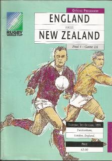 Front cover of 1991 World Cup Rugby programme: England vs New Zealand